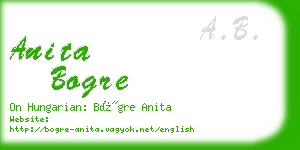 anita bogre business card